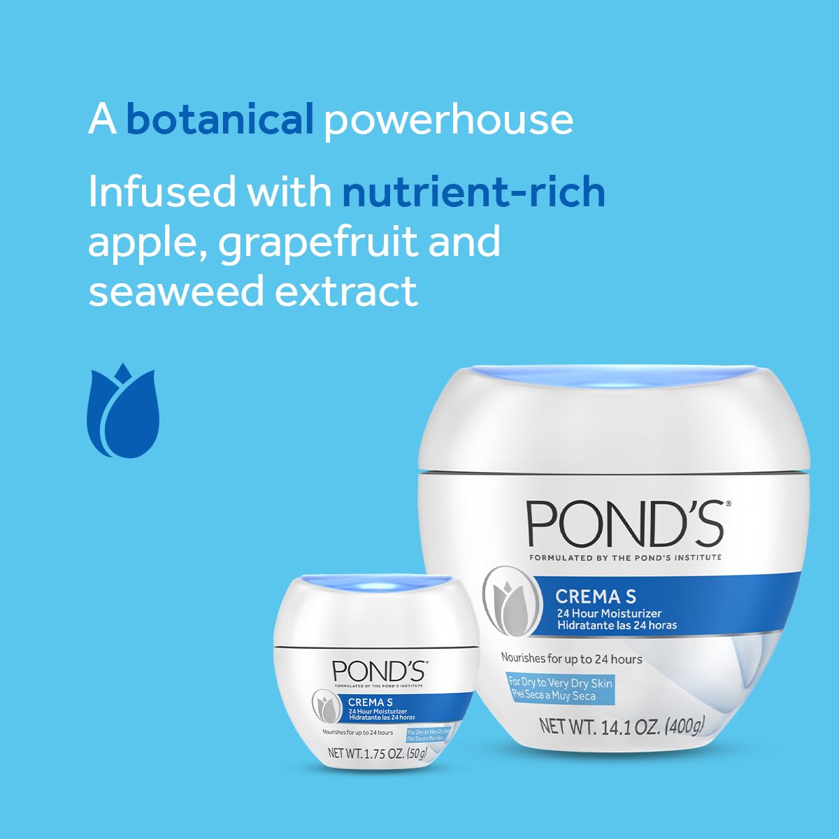 Pond's Nourishing Moisturizing Cream, Crema S, Fragrance Free, Ivory, 14.1 Oz