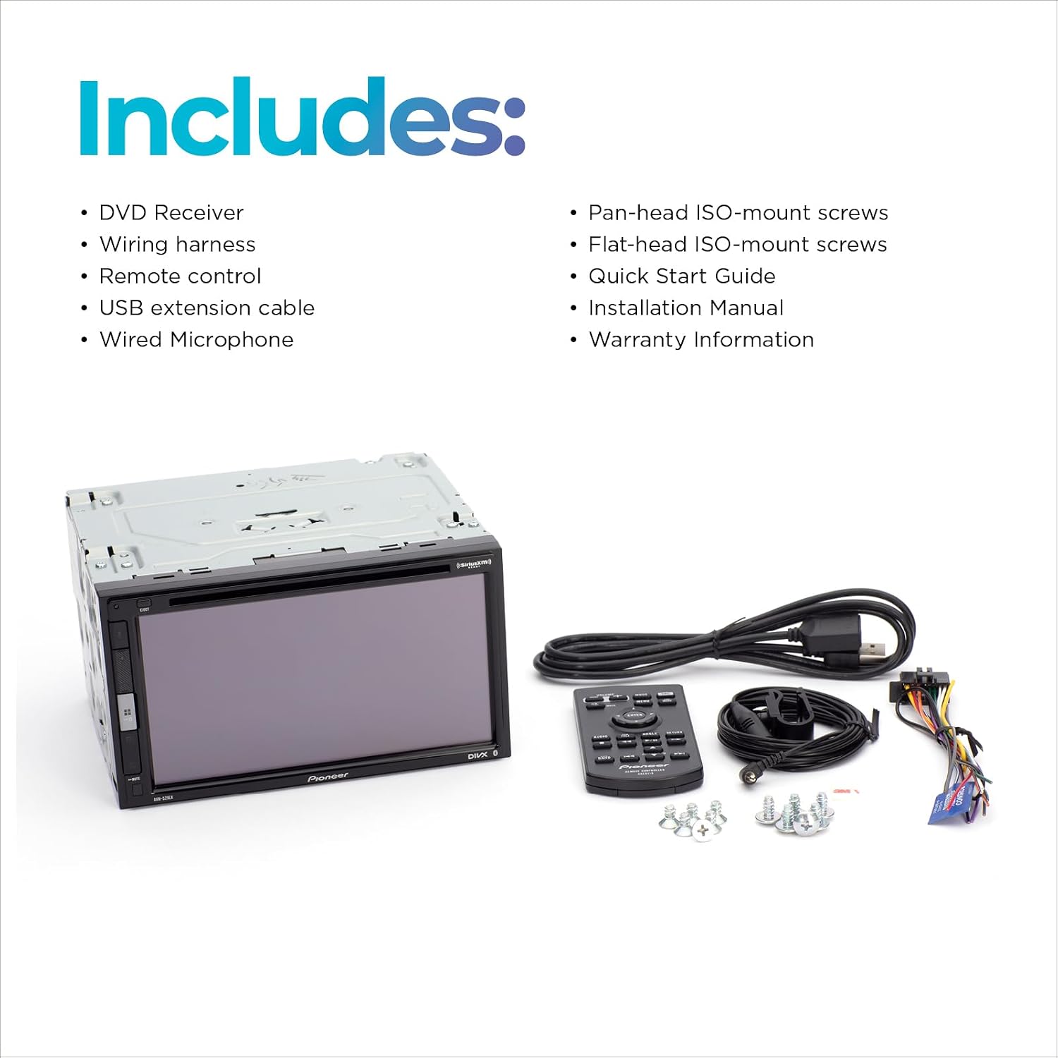 Pioneer AVH-521EX 6.8" Resistive Touchscreen Double Din Car Stereo | DVD Multimedia Receiver, Bluetooth, Backup Camera, SiriusXM, USB, FLAC Playback