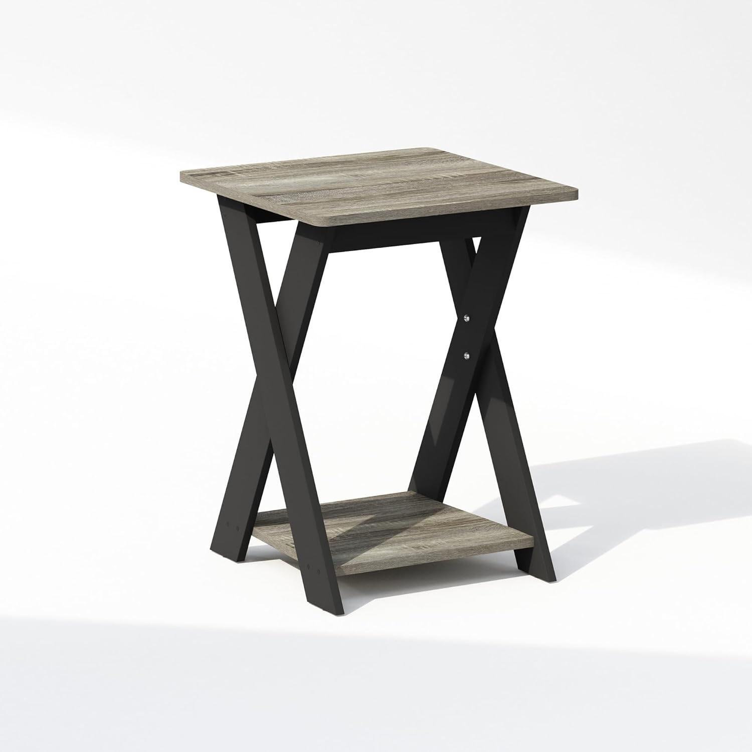 Furinno SIMPLE DESIGN Side Table, 2-Tier Modern End Table with Soft Edges, Open Shelves Night Stand, Bedside Table, for Living Room, Bedroom, French Oak