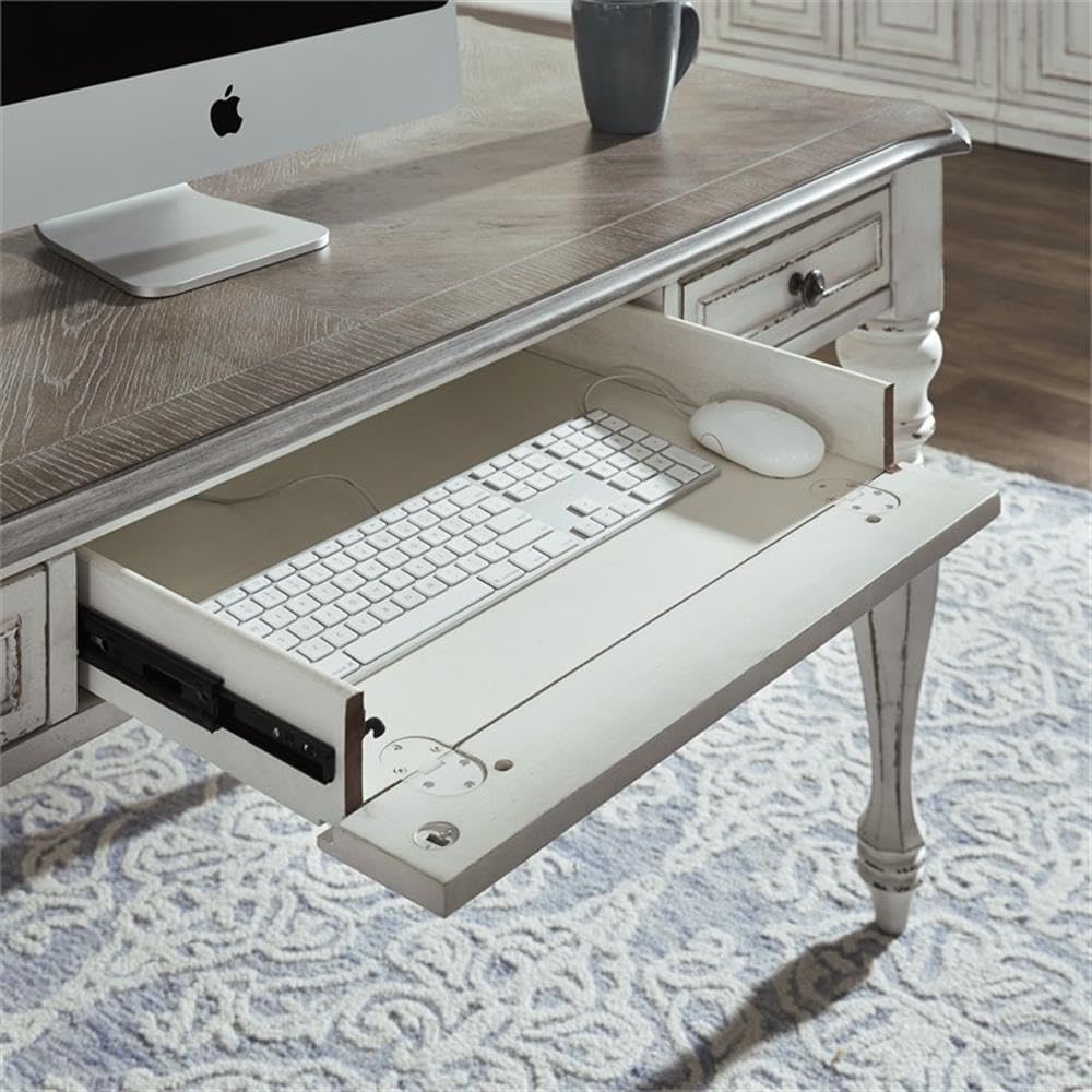 Liberty Furniture Industries Magnolia Manor Lift Top Writing Desk, W56 x D28 x H30, White