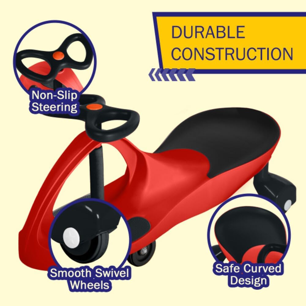 Wiggle Car Ride On Toy - No Batteries, Gears or Pedals - Twist, Swivel, Go - Outdoor Ride Ons for Kids 3 Years and Up by Lil' Rider (Hot Pink and Black)