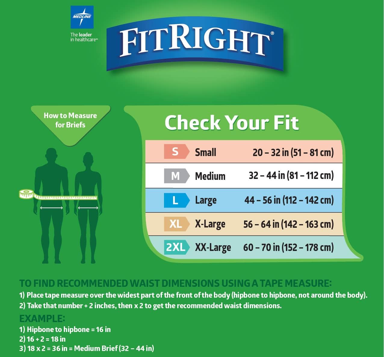FitRight Ultra Adult Diapers, Disposable Incontinence Briefs, Leak-Proof Diaper, Absorbent Briefs For Men and Women, Maximum Protection, Medium, 32 – 44 in, 20 briefs per bag