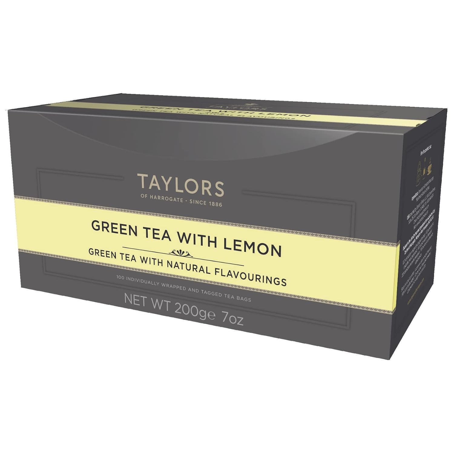 Taylors of Harrogate Green Tea with Lemon, Individually Wrapped Bags, 20 Count (Pack of 1), Citrussy, Mellow and Light, Caffeinated, Enjoy Hot or Iced, 20 Teabags