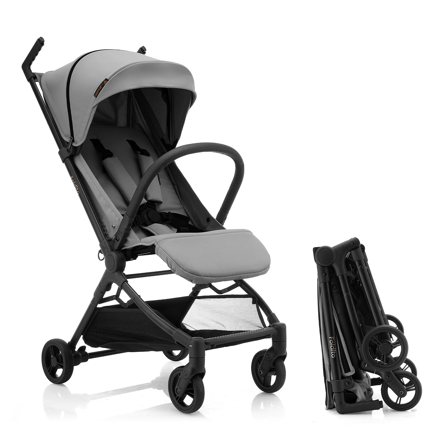 Gromast Travel Stroller for Airplane, Ultra Compact & Lightweight – Only 9.9 lbs, Portable Infant Toddler Baby Stroller, w/UPF 50+ Canopy - Black