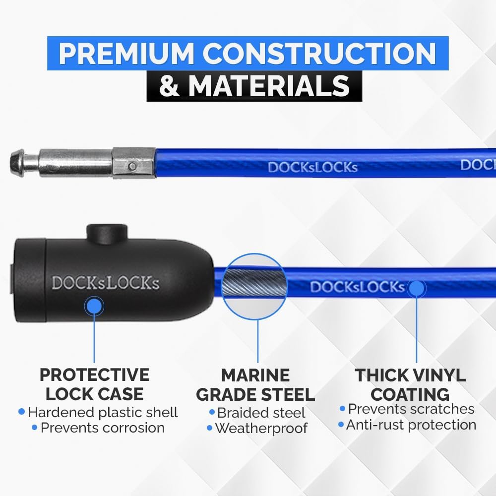 DocksLocks Security Cable Lock (5' to 25’ Lengths) with Keys