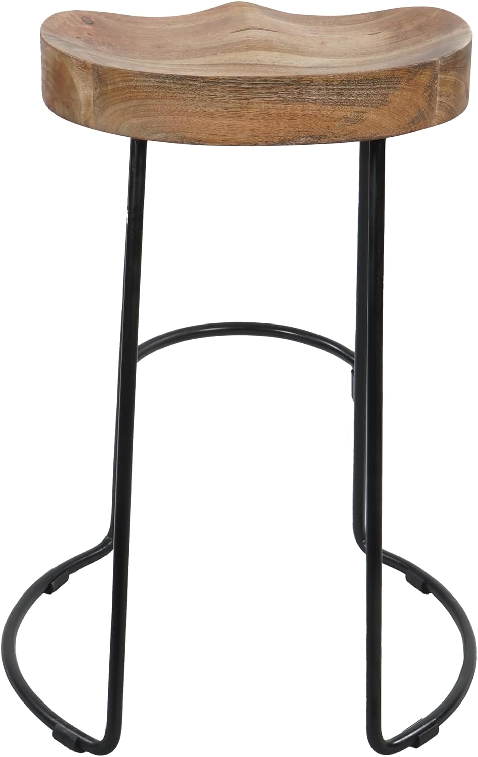 The Urban Port 24 Inch Wooden Saddle Seat Barstool