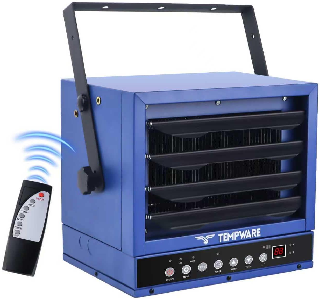 TEMPWARE 240V Hardwired Electric Garage Heater 7500W with Remote Control | Fan-Forced Shop Heater with 12H Timer, Overheat Protection