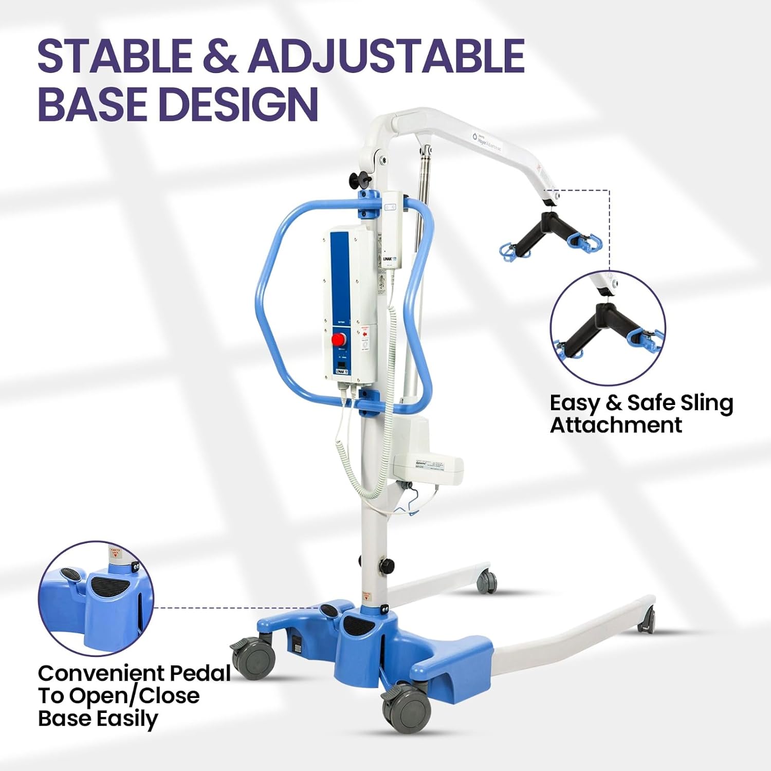 Joerns Hoyer Advance Electric Portable Patient Lift - Foldable Lightweight 70 lbs, 340 lb Capacity, Battery Powered for Home Care