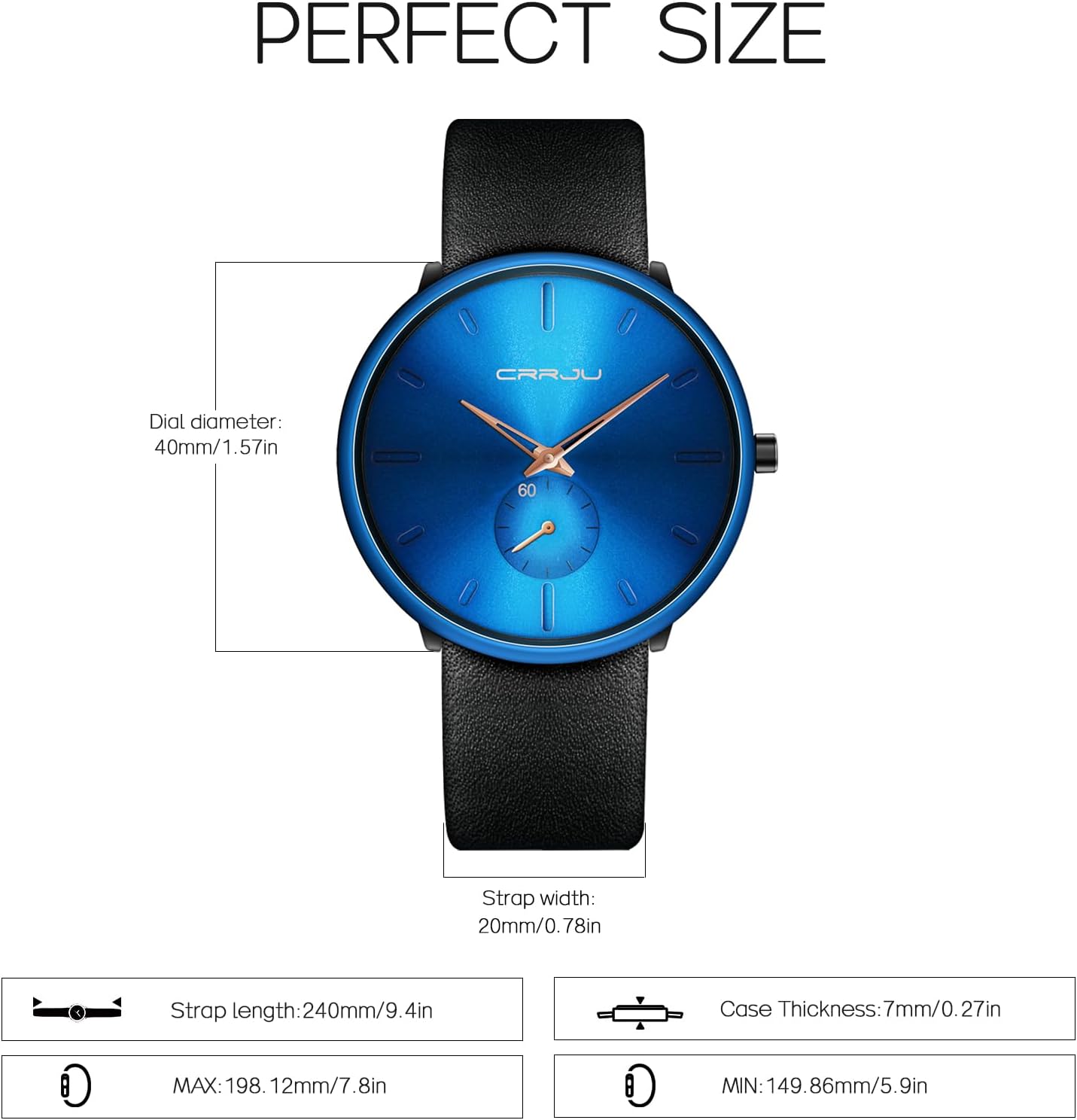 Mens Watches Ultra-Thin Minimalist Waterproof-Fashion Wrist Watch for Men Unisex Dress with Leather Band