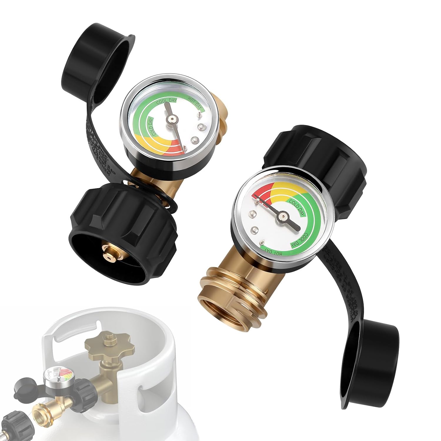 WADEO Propane Tank Gauge with Leak Detector 2Pack, Universal Level Indicator for 5-40lb Propane Tanks, Perfect for RV Camper, Propane Grills