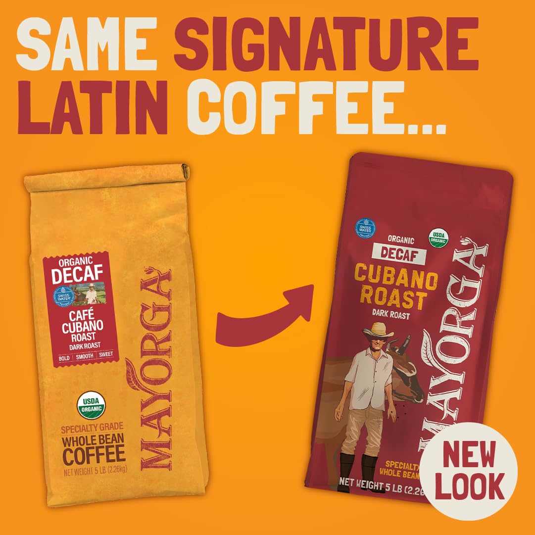 Mayorga Organic Coffee 12oz Cafe Cubano Roast - Dark Roast Whole Bean Coffee Specialty Grade, 100% Arabica, Slow Roasted, Bold and Smooth Flavor with Low Acidity - USDA Organic, Non-GMO, Kosher,