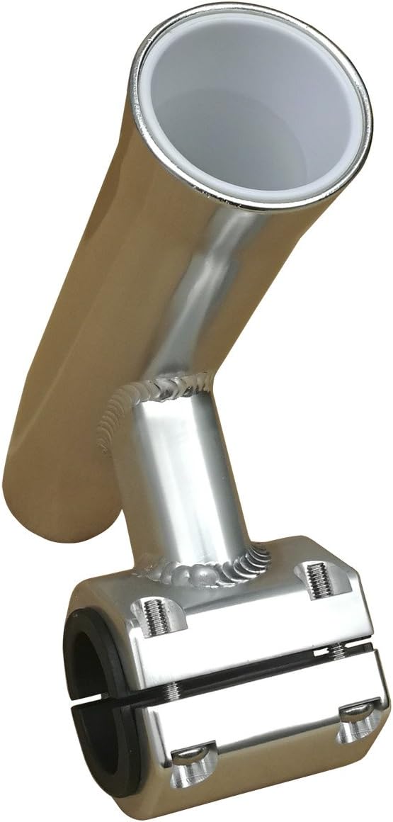 Brocraft Boat T-TOP Rod Holder/Clamp-On Rod Holder - Silver Aluminum - Horizontal Mount - Fits 1" to 2" O.D. Pipe