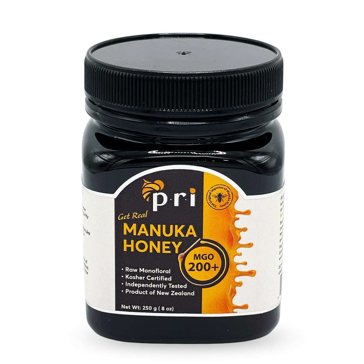 P.R.I Manuka Honey MGO 200+ (500g/1.1lb) | Monofloral Raw New Zealand Honey, Cool‑Processed & 100% Traceable