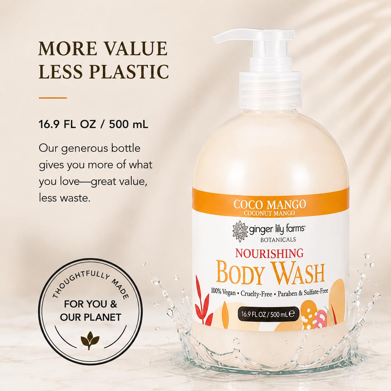 Ginger Lily Farms 1 gal Nourishing Body Wash, Citrus Blend Scent | for Hands, Body & Hair, Moisturizing Wash, Salon Wash, Spa Cleanser, Salon & Spa Essentials, Manicure & Pedicure Supplies