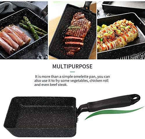 MyLifeUNIT Tamagoyaki Pan, Japanese Omelette Pan Nonstick with Silicone Spatula, Square Egg Pan 7 x 5 inches, Black