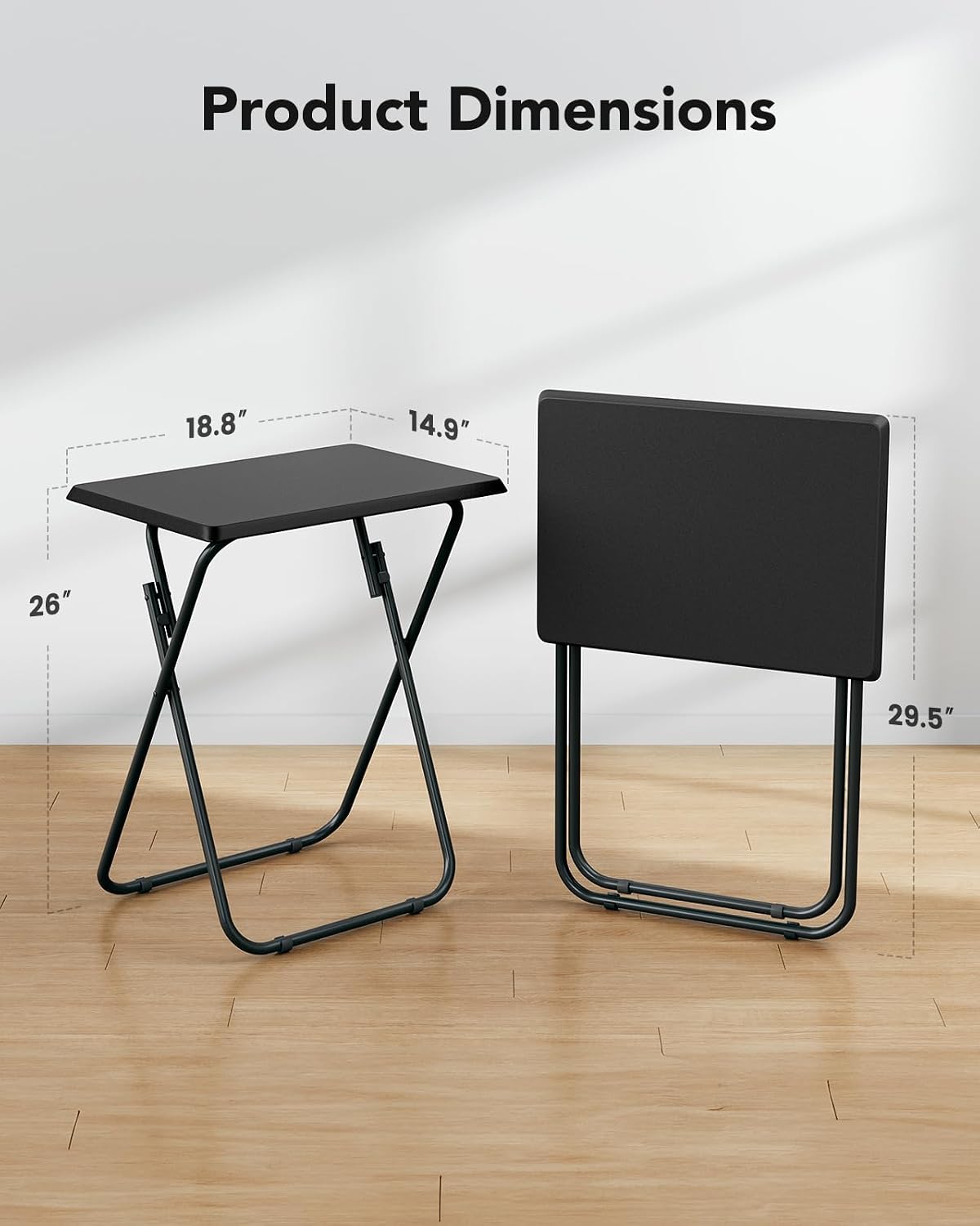 HUANUO Folding TV Tray with No Assembly Required, Black