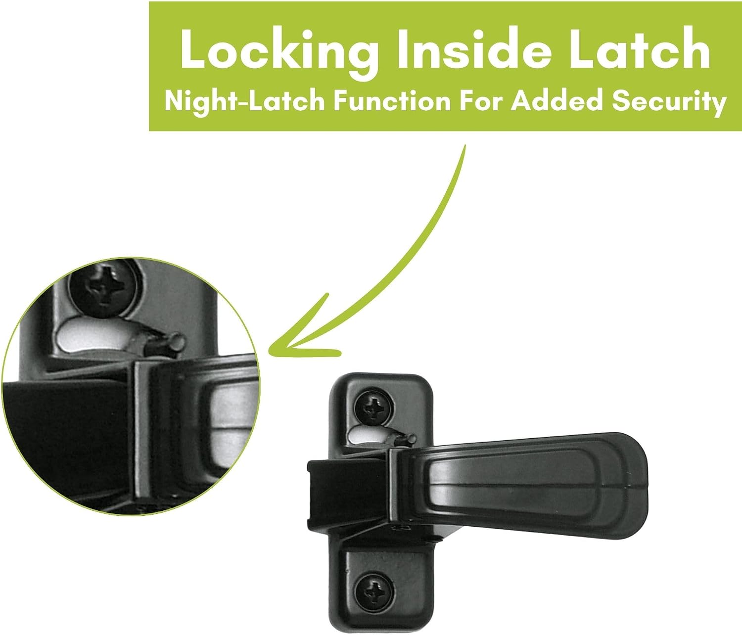 Ideal Security Door Handle with Inside Latch for Storm and Screen Doors, Black (2-Piece Set)