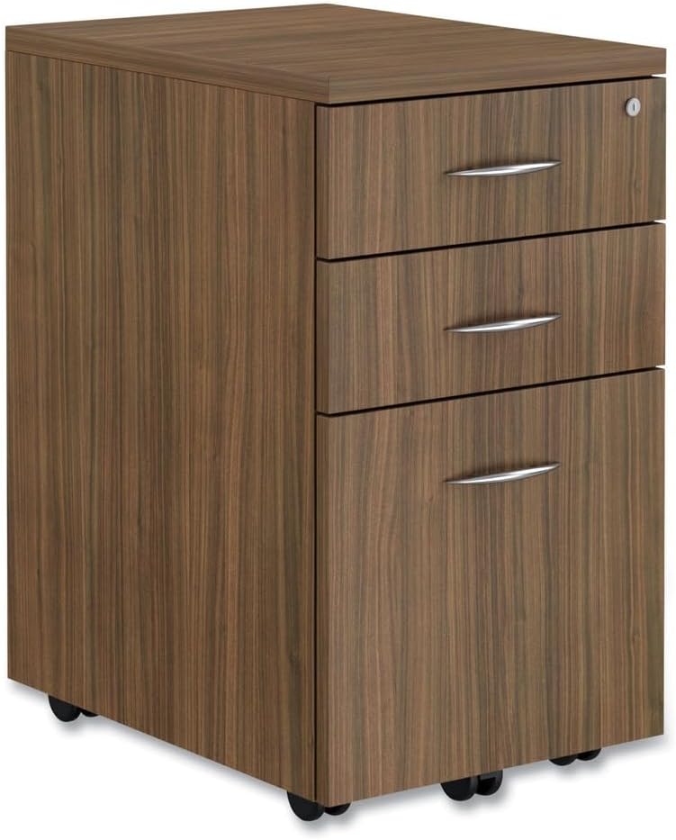 Alera Alera Valencia Series Mobile Pedestal File, Left/Right, 3-Drawer: Box/Box/File, Legal/Letter, Walnut, 15.88 X 20.5 X 28.38