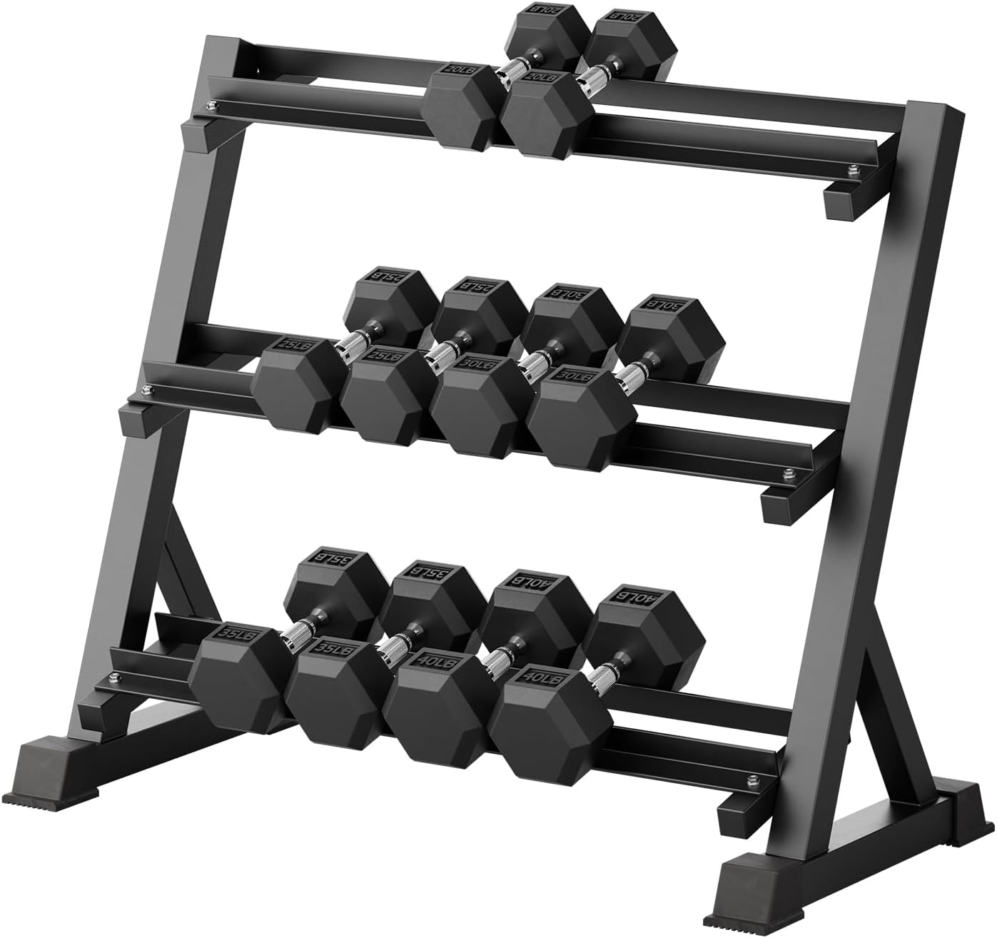 RitFit Rubber Coated Hex Dumbbell Weights Set for Home Gym | Cast Iron Core, Anti-Slip Knurled Chrome Handle, Hexagon Anti-Roll, Heavy-Duty Dumbbell Set for Strength Training