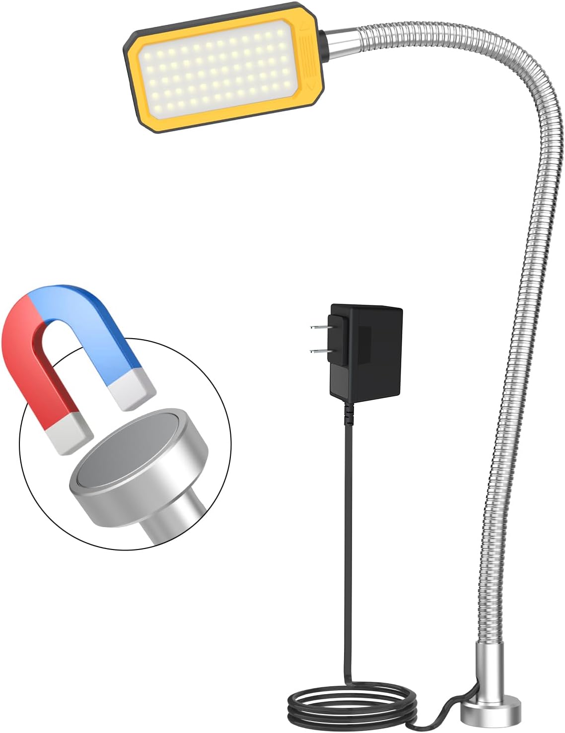 Magnetic Work Light, 9W Led Flexible Gooseneck with Adjustable Magnetic Base for Lathe Machine Milling Drill Press Workbench Industrial Lighting