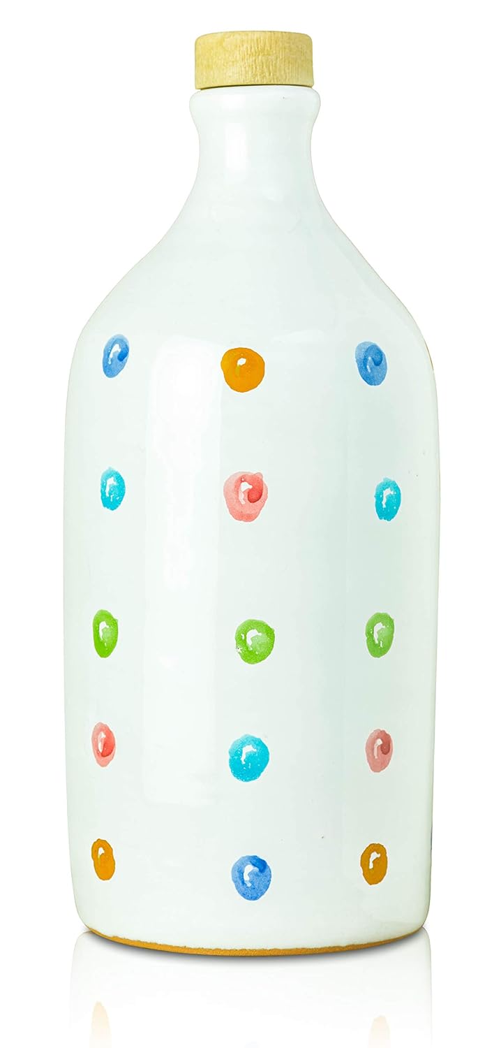 Antico Frantoio Muraglia | Premium Italian Extra Virgin Olive Oil | First Cold Pressed Gourmet EVOO | RAINBOW Arcobaleno Collectible Handmade Ceramic Bottle | 16.9 Fl.oz (500 ml)