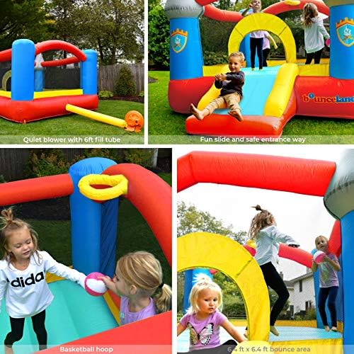 Bounceland Bounce House Castle with Basketball Hoop Inflatable Bouncer, Fun Slide, Safe Entrance Opening, UL Certified Strong Blower Included