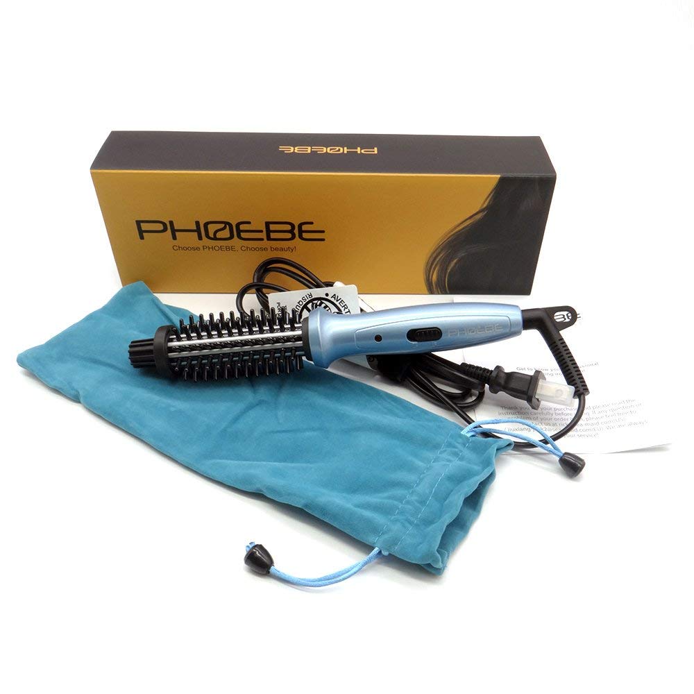 Mini Curling Iron Brush Phoebe 3/4" Hot Curler Brush Anti-Scald Bristles