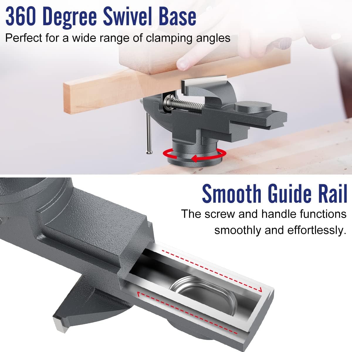 Housolution Universal Table Vise 3 Inch, 360°Swivel Base Bench Clamp