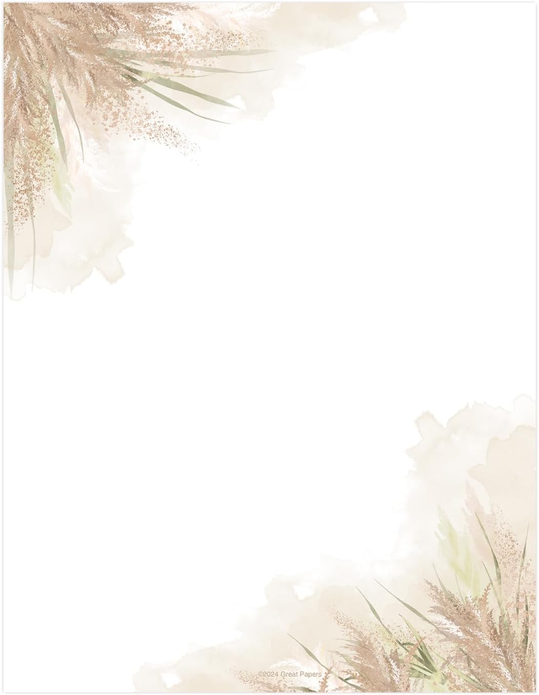 Great Papers! Lush Greenery Letterhead / 80 Floral Sheets 8.5" x 11" Beautiful Watercolor Botanical All Occasion Letter Paper