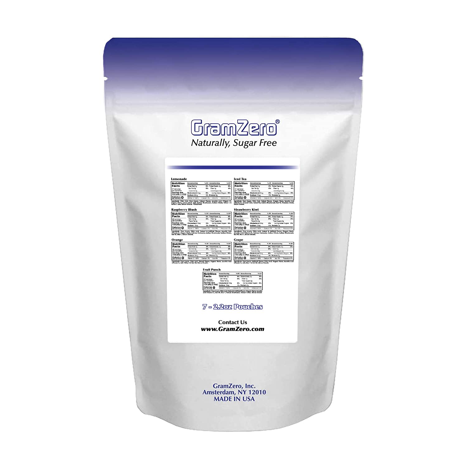 GramZero Grape Sugar Free Drink Mix Sports Pack, Great For Nutrition Club Loaded Teas, Zero Calorie, Stevia Sweetened