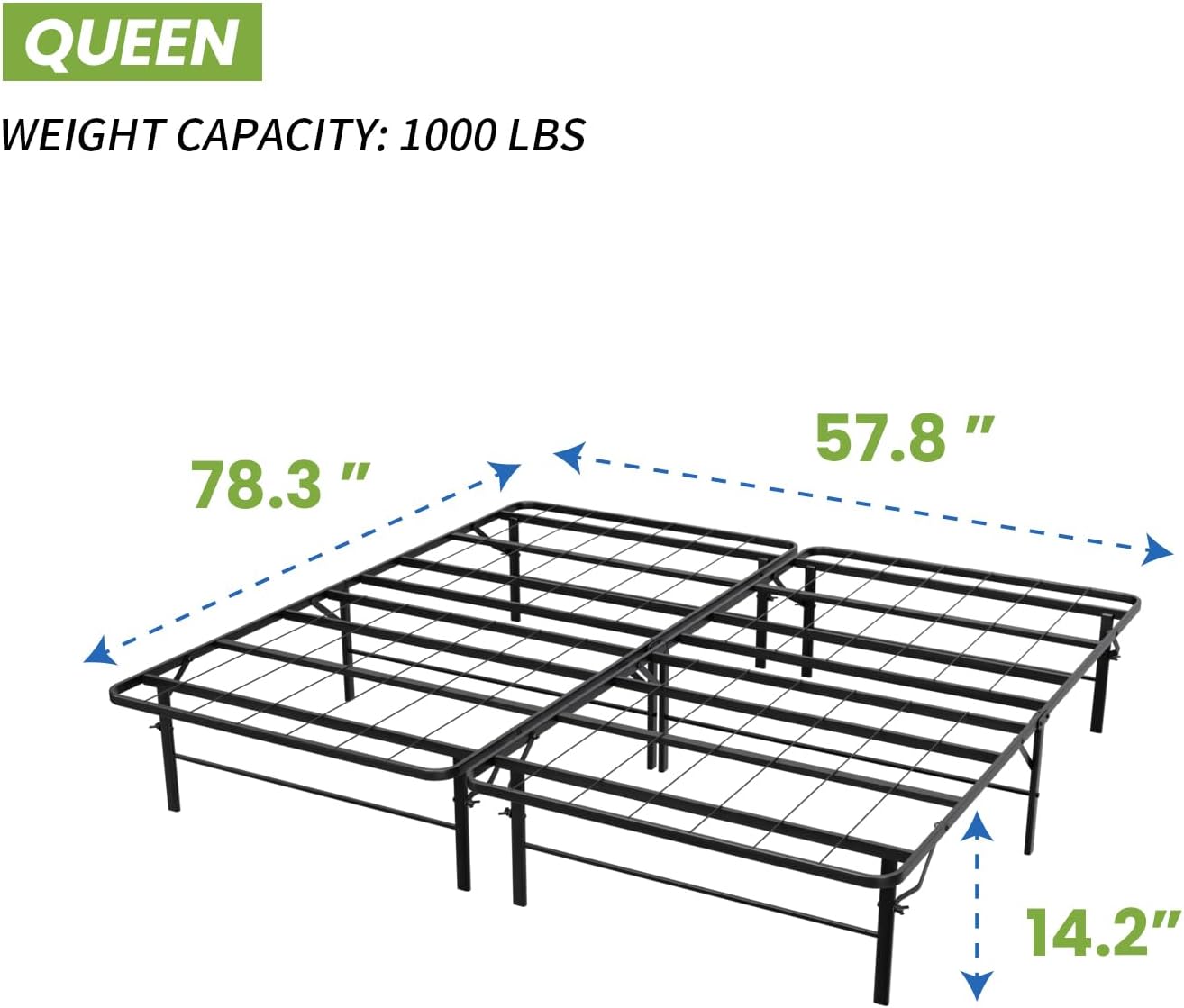 BestMassage | Twin Bed Frame | Metal | Heavy Duty Steel Slats with 6 Legs | Foldable | Sturdy, No Box Spring Needed | Easy to Assemble with Under-Bed Storage | Furniture for Home, Dorms