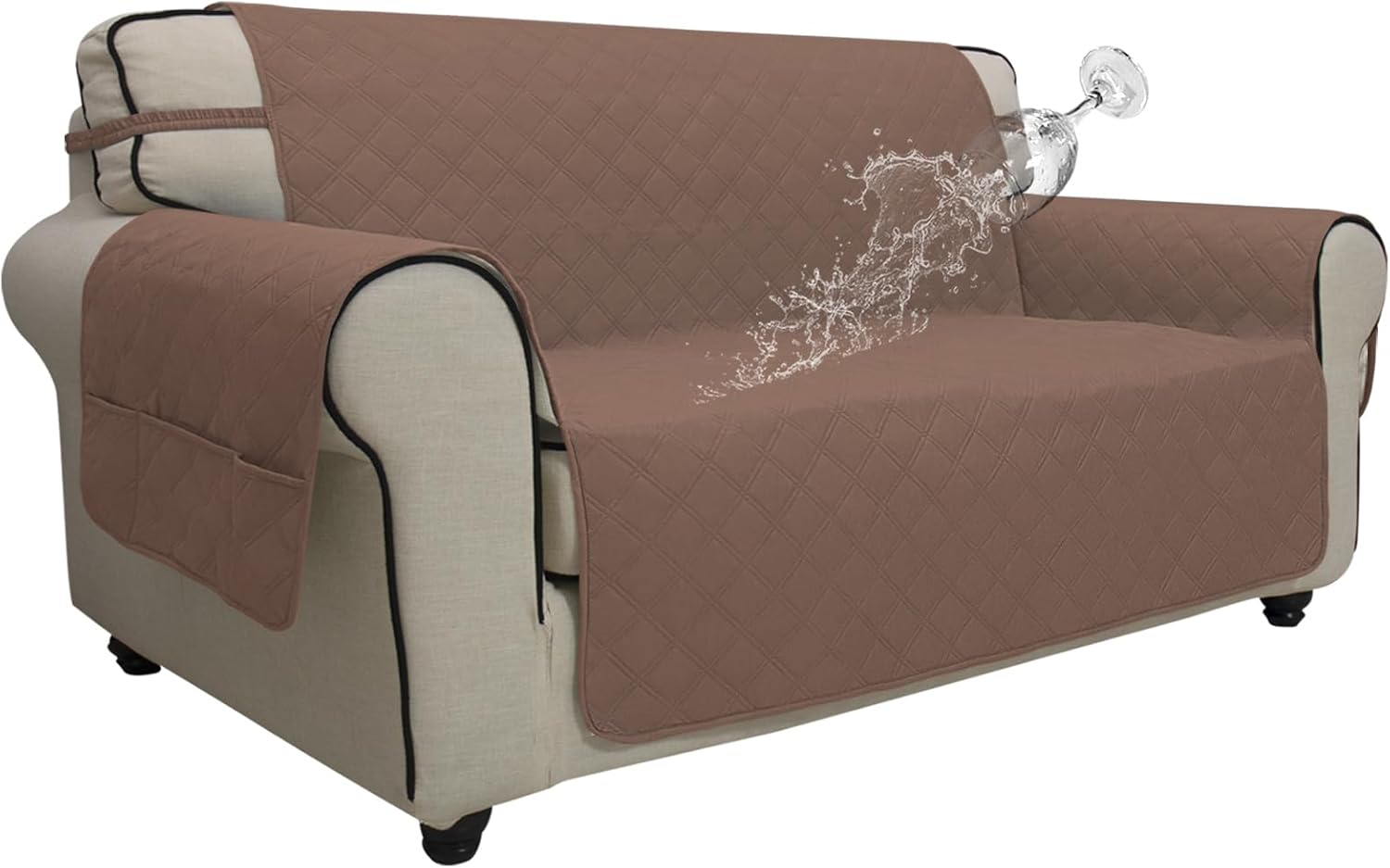 Easy-Going Waterproof Non-Slip Couch Cover, Small Recliner, Chocolate