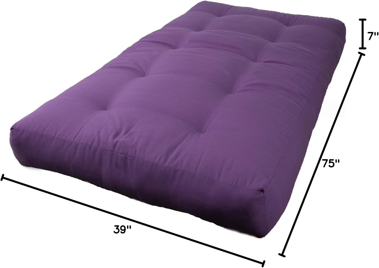 Blazing Needles Renewal 7" Twill Futon Mattress, Full, Aqua Blue