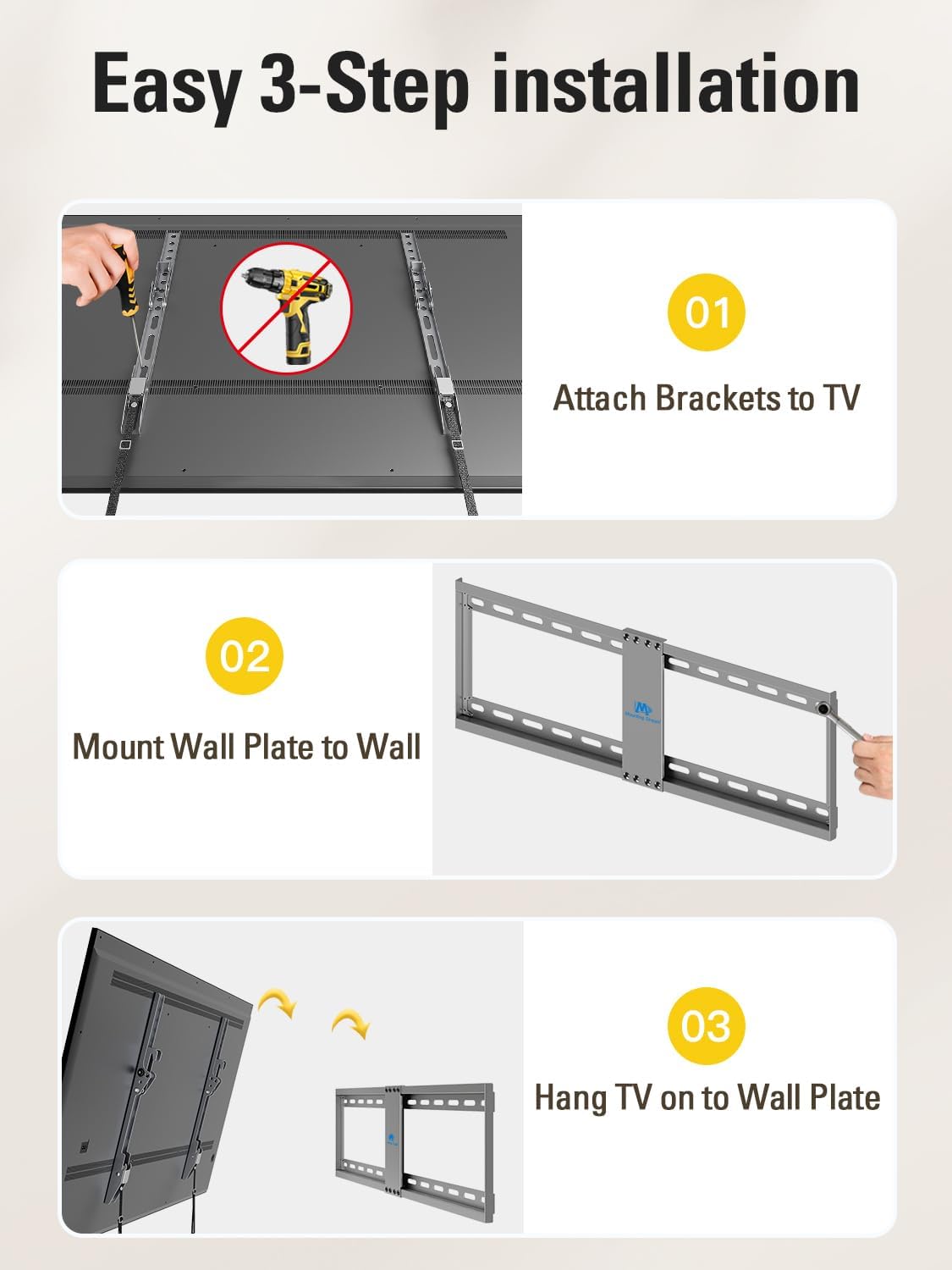 Mounting Dream Tilting TV Wall Mount for Most 37-90 Inch TVs up to 132lbs | Low Profile TV Mount Fits 16", 18", 24" Studs, Max VESA 600x400mm, Wall Mount TV Bracket with Quick Lock & Release, MD2268-LK