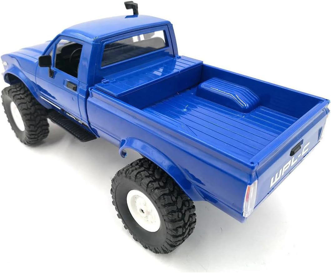 RC Rock Crawler WPL C24 RTR 1/16 Pickup Trucks Blue with LED Lights 2.4Ghz 4x4 Off-Road RC Semi Trucks All Terrain Car