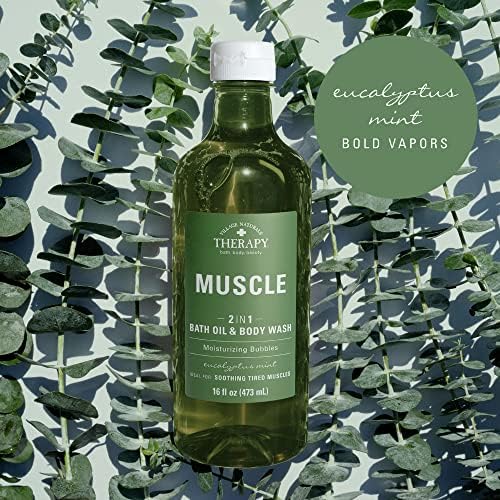 Village Naturals Therapy Muscle Foaming Bath Oil and Body Wash 16 oz. 2 pack, Green, 16 oz