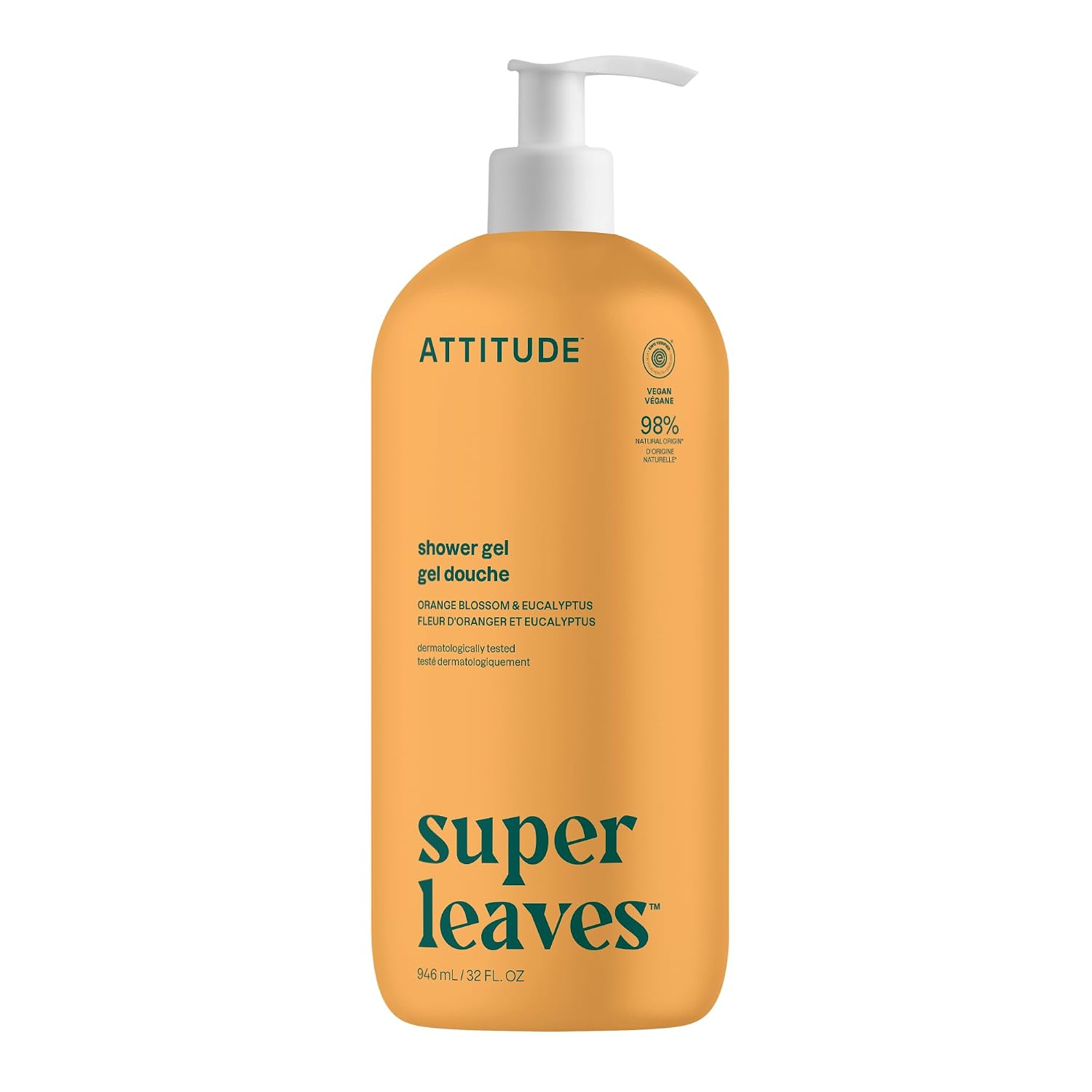ATTITUDE Body Wash, EWG Verified Shower Gel, Dermatologically Tested, Plant and Mineral-Based, Vegan Personal Care Products, Earl Grey & Fresh Cucumber, 16 Fl Oz