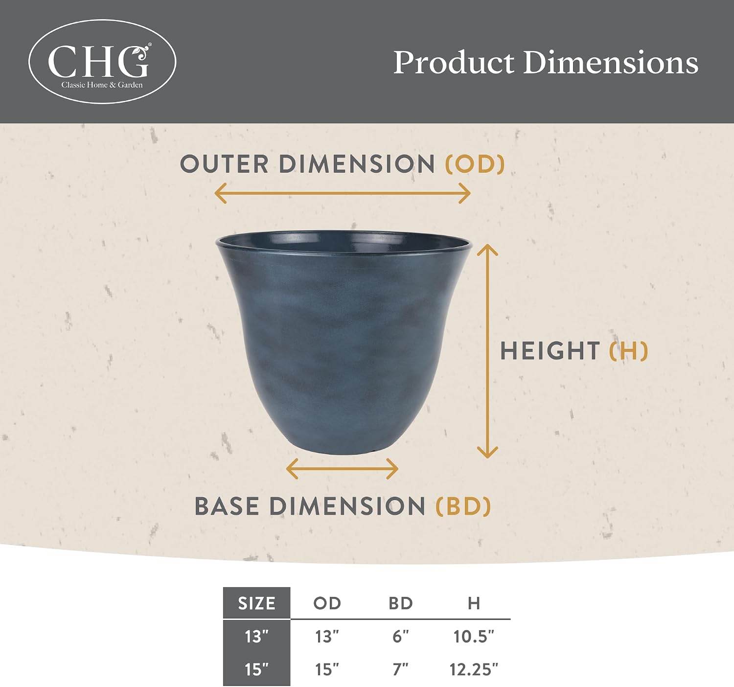 15" Honeysuckle Planter in Grained Beige