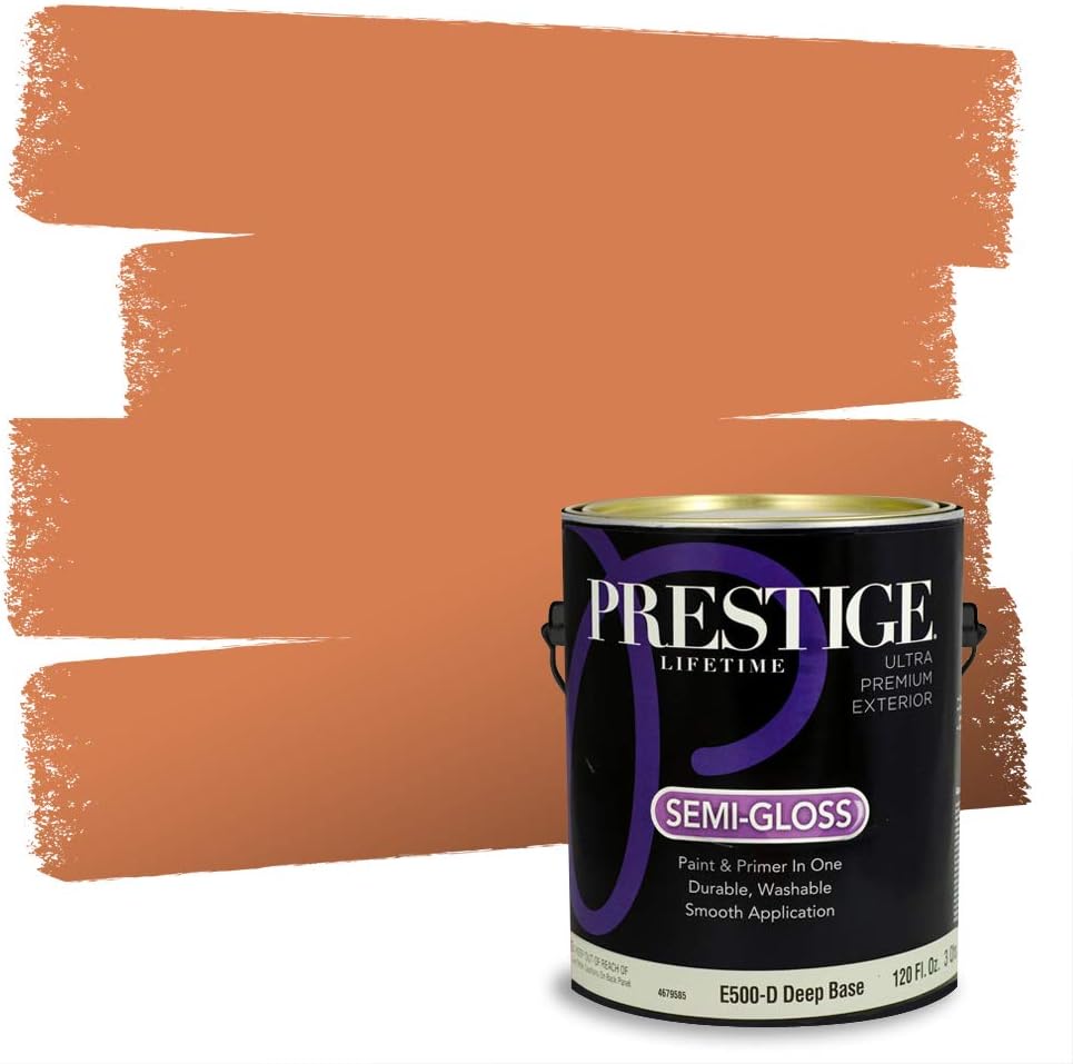 PRESTIGE Paints Exterior Paint and Primer In One, 1-Gallon, Semi-Gloss, Comparable Match of Sherwin Williams* Captivating Cream*