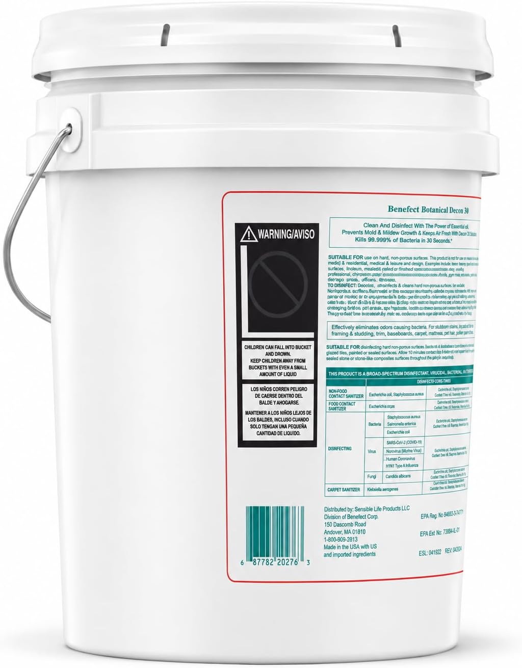 Benefect Botanical Decon 30 Disinfectant Cleaner - All Natural Formula for Effective Cleaning Power - Ideal for Restoration Jobs & Water Damage - 20476 - 1 Gallon