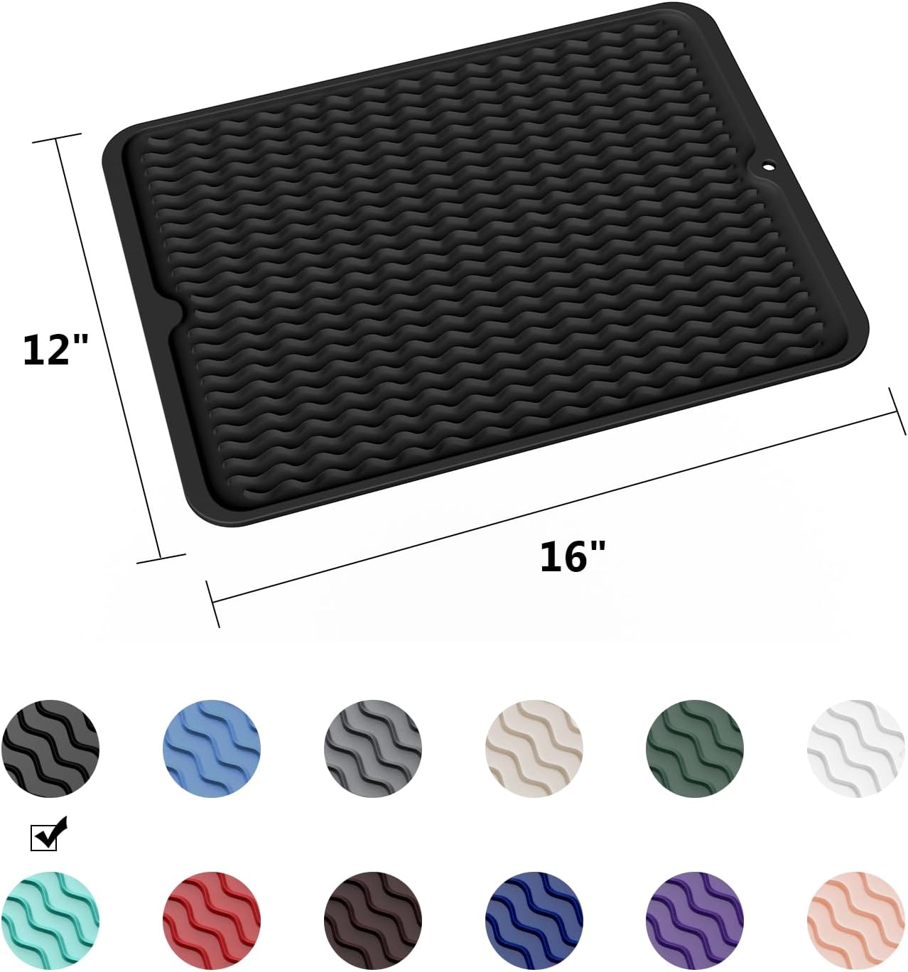 ZLR Silicone Dish Drying Mat for Kitchen Counter, Eco-Friendly Fast Dry Dish Mat, Easy Clean Multi Usage Drying Matt, Heat Resistant Trivet