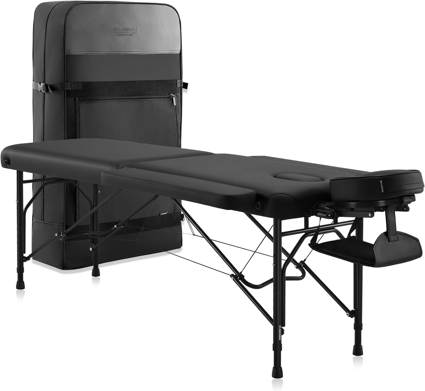Portable Aluminum Massage Table, Foldable Travel Bed, 70 x 21, Black | Aluminum Frame · 3" Memory Foam · 450 lb Working Capacity · Foldable · Massage, Spa & Mobile Therapy