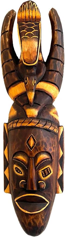 OMA African Mask Wall Hanging Decor For Love & Fortune Wooden Hand Crafted Tiki Tribal Polynesian Mask Home Decor Gift