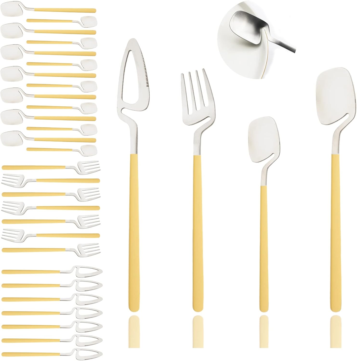 JASHII Silverware Set Satin Finish 24-Piece Stainless Steel Flatware Set Kitchen Utensil Set Service for 6 Tableware Cutlery Set Dishwasher Safe