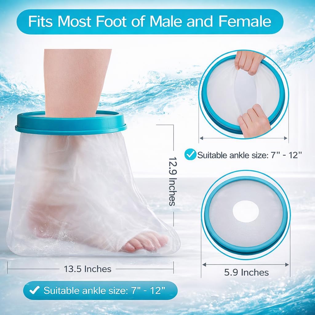 Waterproof Foot Cast Cover for Shower Adult, Patented Ankle Wound Protector Watertight Seal