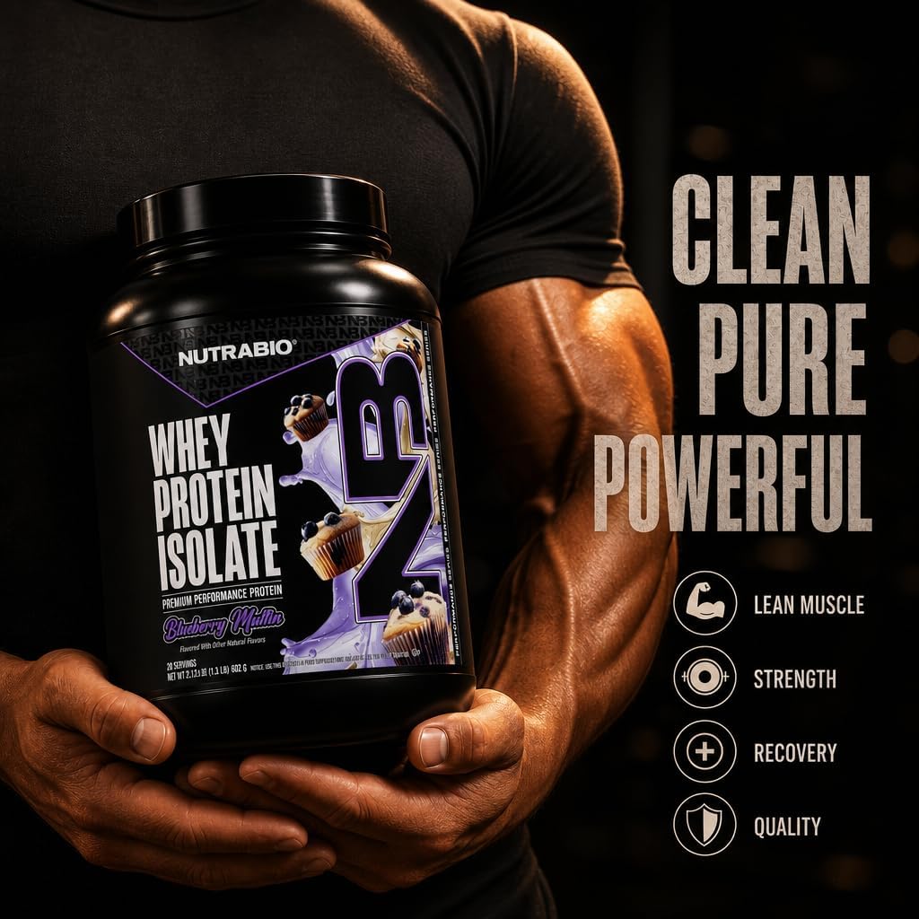 NutraBio 100% Whey Protein Isolate Protein Powder, 25g Protein with Complete Amino Acid Profile, Non-GMO, Soy & Gluten Free, Low Carb, Low Calorie Whey Protein Powder, Raw Unflavored, 20 Servings