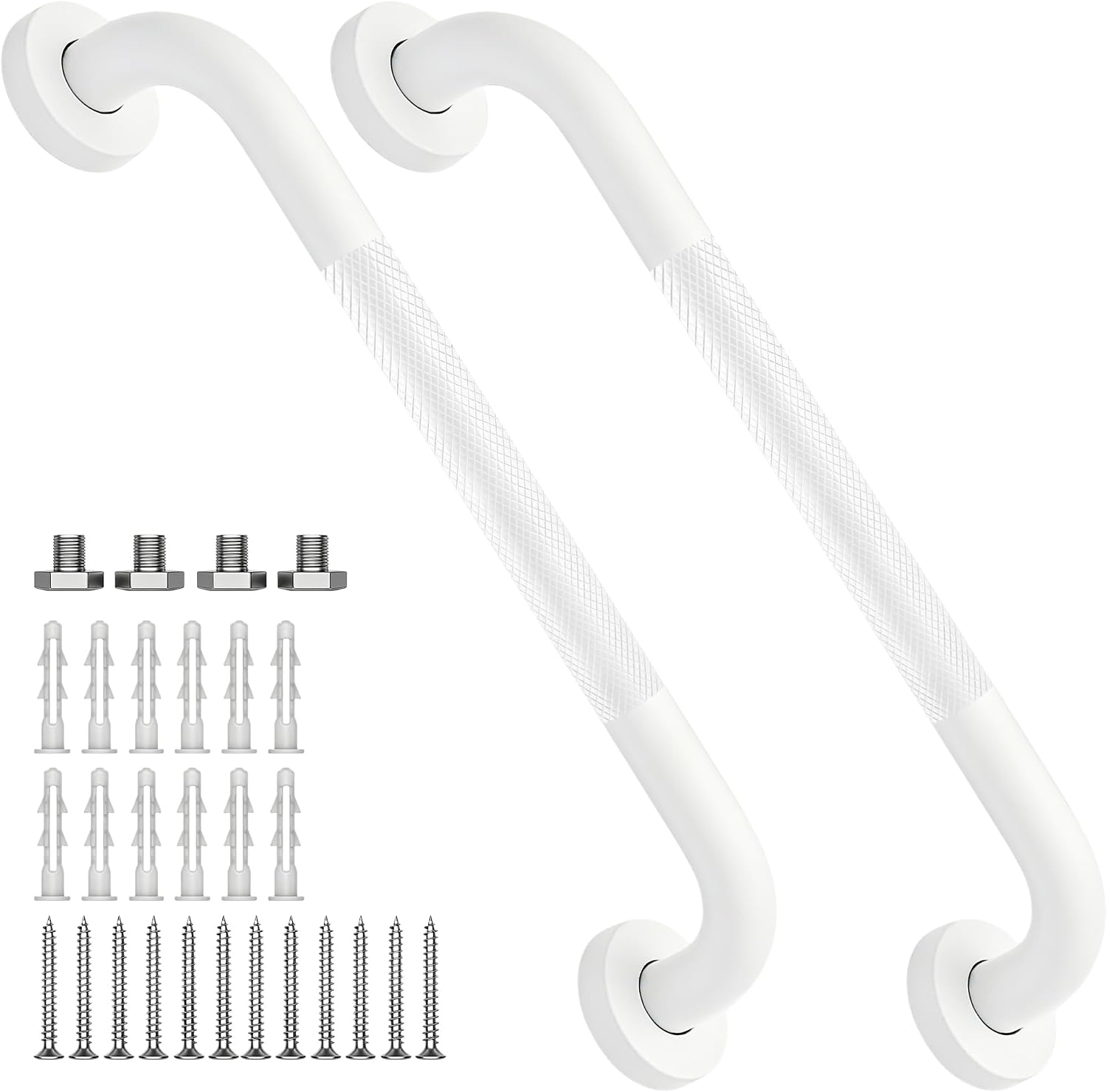 12 Inch Shower Grab Bar 1.25" Dia,Brushed Nickel Anti Slip Bathroom Grab Bar, 304 Stainless Steel Knurled Handicap Grab Bars, Safety Support Handrail,Bath Shower Handle for Elderly Injury Senior