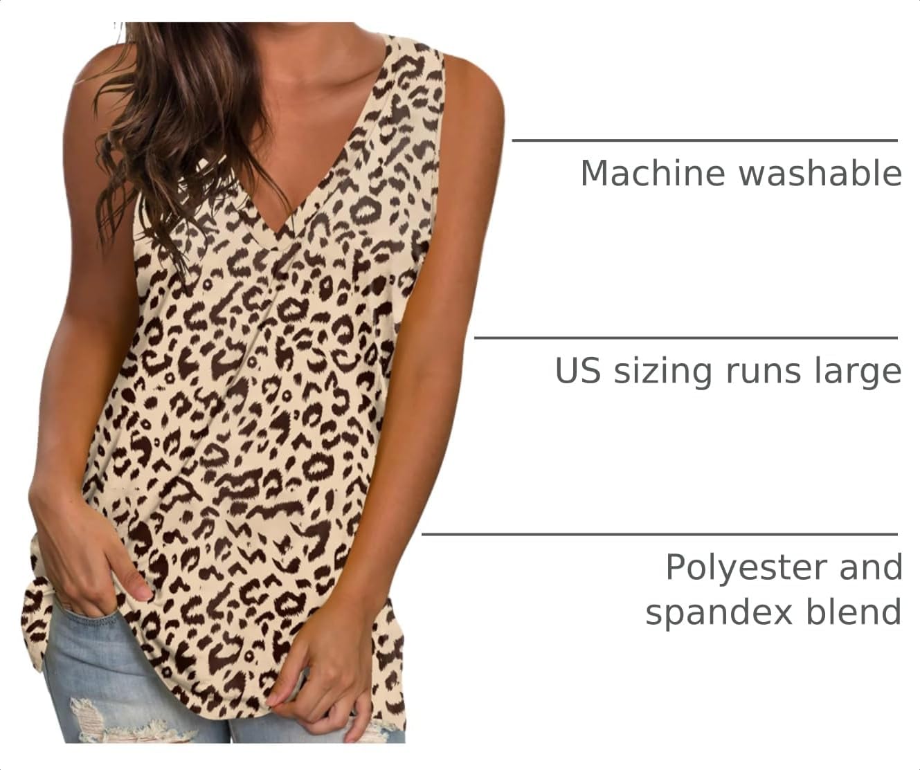 Sampeel Womens Summer Tank Tops Basic Tanks V Neck Sleeveless T Shirts Side Split