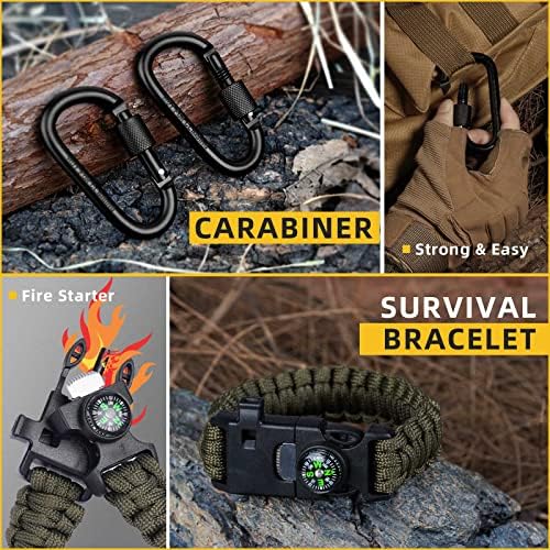 Survival Kit 14 in 1, Gifts for Men Dad Husband, Emergency Survival Gear and Equipment, Anniversary Birthday Gifts for Him Boyfriend, Hunting Fishing Camping Accessories