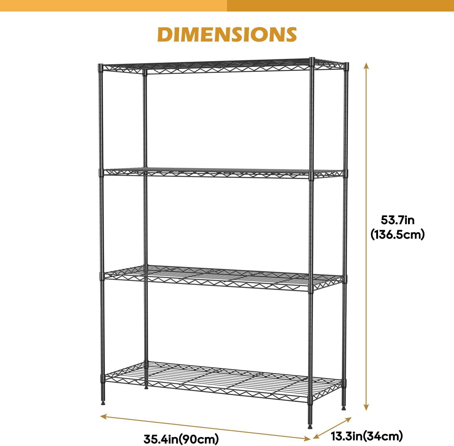 PayLessHere | 6-Tier Wire Shelf with Wheels | 45"x18"x82" | Black